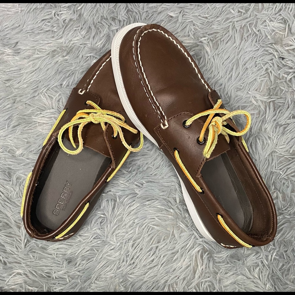 Sperry Top Sider Brown Leather Casual Deck Oxfords US Size 7M